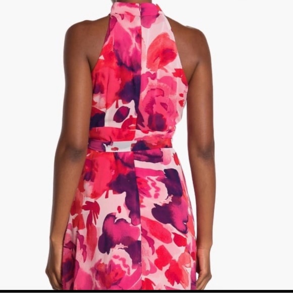 Jessica Howard Floral Sleeveless Halter Neck High Low Midi Dress. Woman’s 10 - Picture 3 of 15
